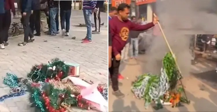 ভারতে খ্রিষ্টানদের বড়দিন উদযাপনে বাধা, সাজসজ্জা ভাঙচুর ও আগুন