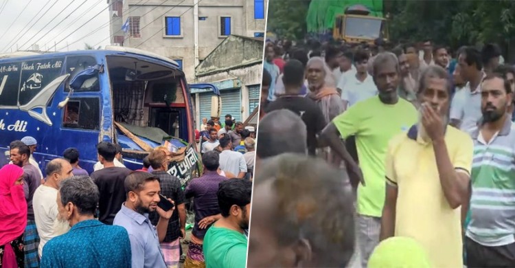 বগুড়ায় বাসচাপায় নিহত বেড়ে ৭, বিক্ষুব্ধ জনতার মহাসড়ক অবরোধ
