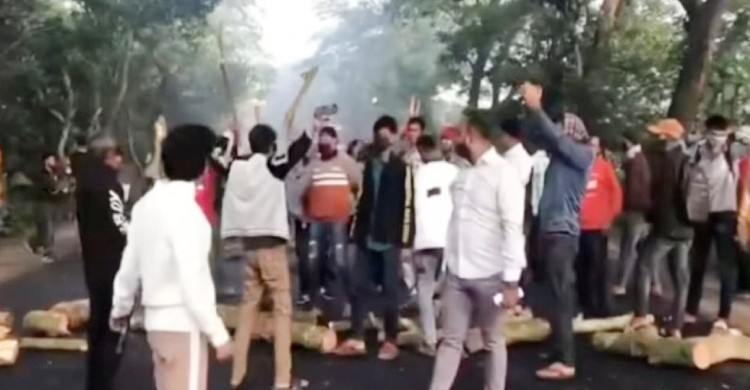 ঢাকা-খুলনা মহাসড়কে গাছ ফেলে নিষিদ্ধ ছাত্রলীগের বিক্ষোভ