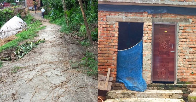 সরকারি রাস্তার ইট তুলে ইউপি মেম্বারের বাড়িতে পাকা বাথরুম